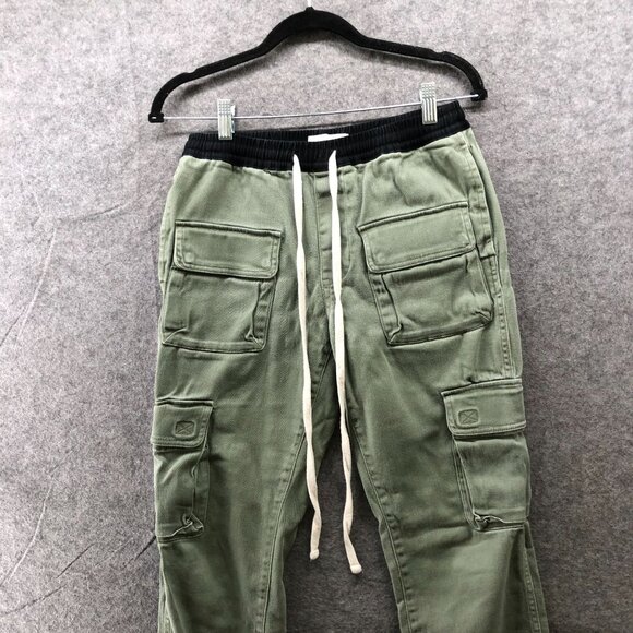 Urban Outfitters Cargo Jogger Pants Mens S Army Green Skinny Fit Stretch Pull On - Picture 8 of 9